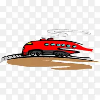 卡通手绘简洁红色火车插图
