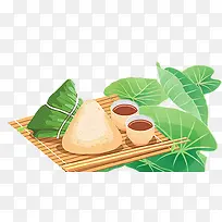 端午节绿色手绘美食粽子