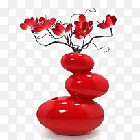 红色花瓶插花