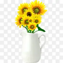 黄色卡通花瓶向日葵