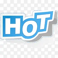 蓝色hot贴纸
