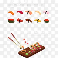 如何吃寿司方法演示矢量素材
