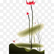 矢量手绘荷花