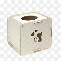 小猫白色纸巾盒