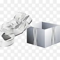 银白色打开的礼物盒矢量图