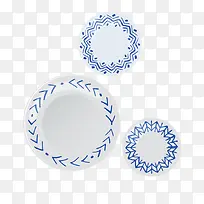 矢量白色青花瓷装饰盘子