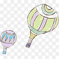 创意合成水彩空中的热气球
