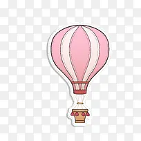 矢量粉色卡通热气球