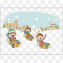 孩子们滑雪