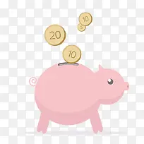 金币装入猪钱罐