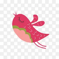 可爱卡通紫红色小鸟