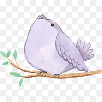 紫色可爱水彩小鸟