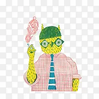 卡通抽烟小鸟