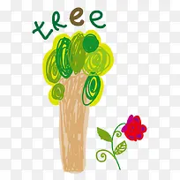 矢量儿童涂鸦tree