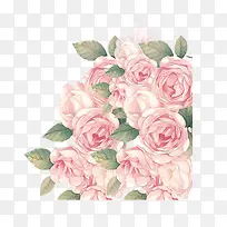 手绘玫瑰水彩花纹素材