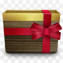 金色的圣诞礼物盒图标