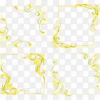 四种黄色欧式花纹边框