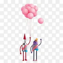 漂浮粉色气球