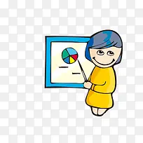 卡通黄色的数学老师