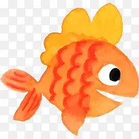 海洋生物手绘橙色小鱼