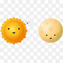 矢量手绘太阳和月亮