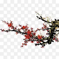 红色梅花树枝新年装饰