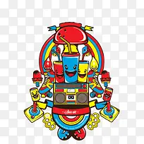 饮料瓶音乐插画