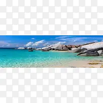 蓝色海滩海报背景
