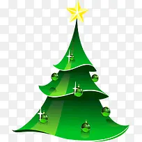 扁平手绘风格绿色的圣诞树