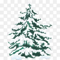手绘扁平风格绿色的圣诞树松树