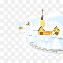 雪地，雪屋，白色，卡通雪屋，淘