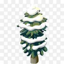 冬季绿色圣诞树雪花