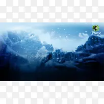 冬季下雪山峦海报背景
