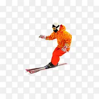 橙色滑雪的人