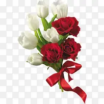 红色白色玫瑰花装饰
