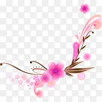 手绘粉红色花朵边框装饰