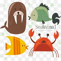 4款可爱海洋动物矢量素材