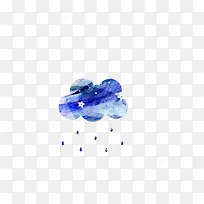 蓝色云彩雨水图案