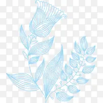 蓝色植物花纹