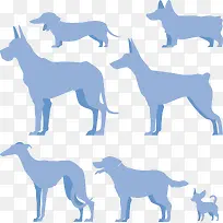 蓝色狗狗形象剪影