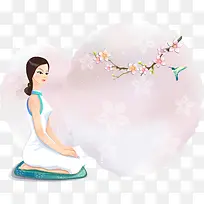 粉色桃花卡通美少女