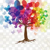 矢量彩虹色3d科技树