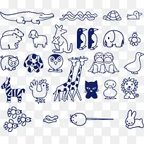 动物简笔画—矢量素材