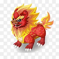 中国风红色吉祥卡通神兽