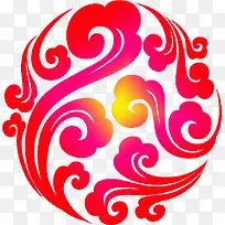 矢量国风红色渐变云纹