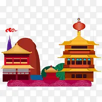 古代卡通中国风建筑