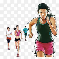 卡通马拉松跑步奔跑运动海报设计
