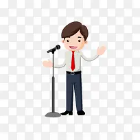 手绘可爱男人演讲比赛