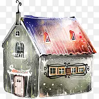 手绘星空房屋建筑
