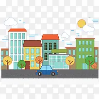 矢量城市街道树木